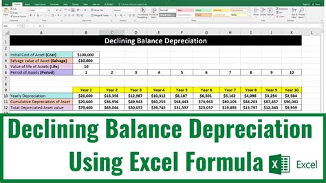 declining balance in excel