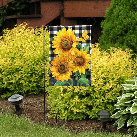 Decorative flags in a garden