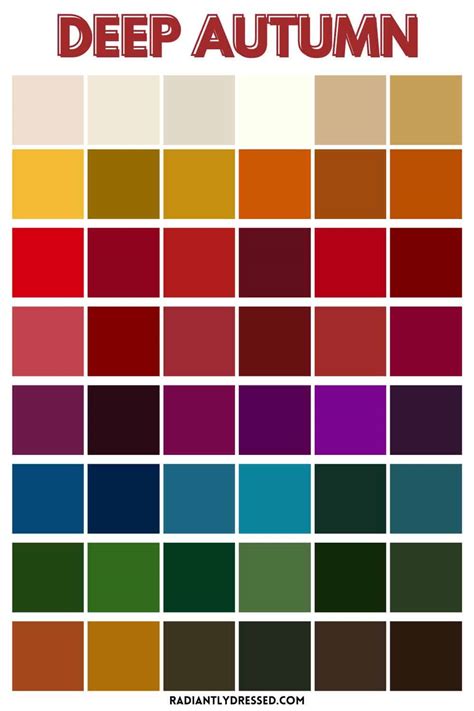 deep autumn color palette hex code