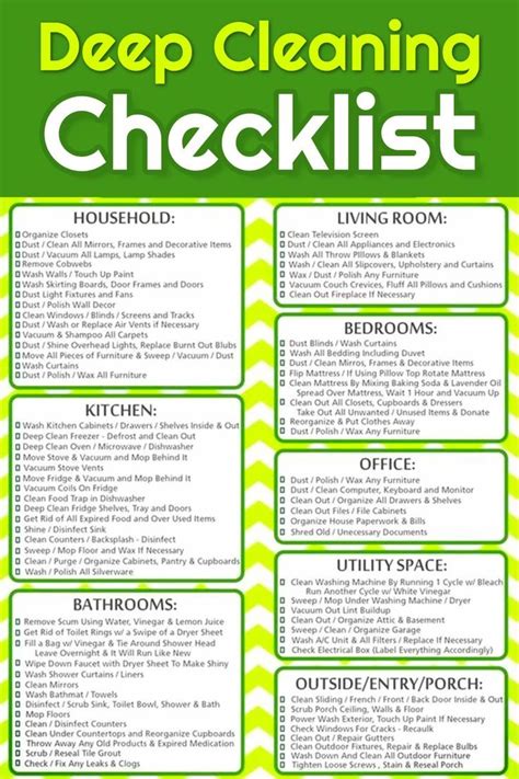 deep cleaning tips and checklist