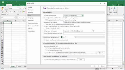 default file extension of ms excel 2016