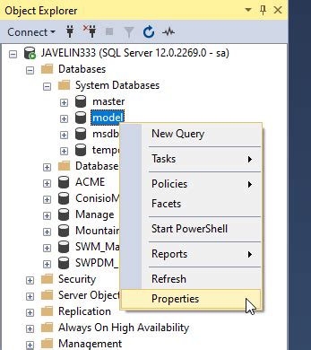 default recovery model for system databases