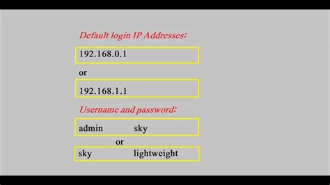 default username for sky router