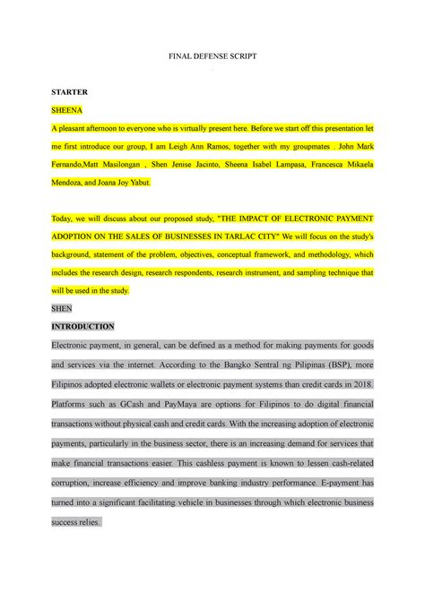 defense script sample