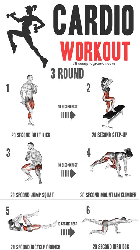 define cardio exercise and give 3 examples