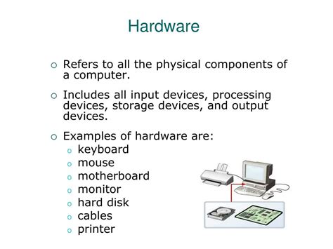 define computer hardware and give two examples