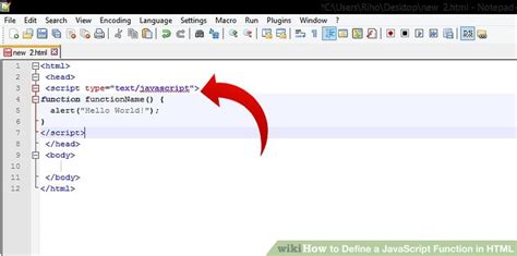 define javascript function in html