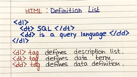 define list tag in html with example