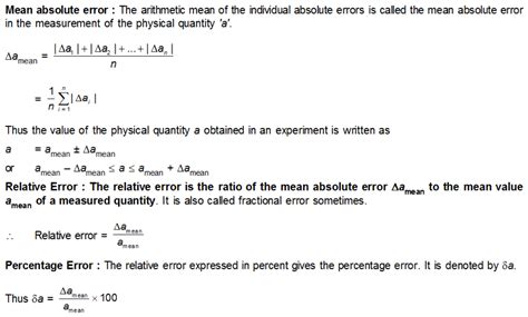 define mean absolute error and relative error class 11
