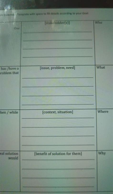 define problem statement template class 10