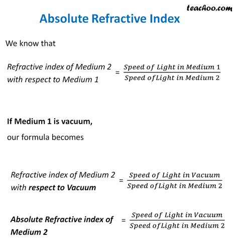 define relative and absolute refractive index