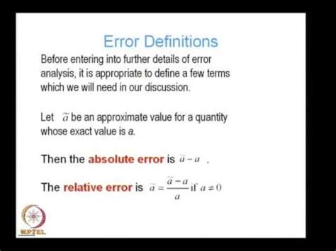 define relative error in numerical analysis