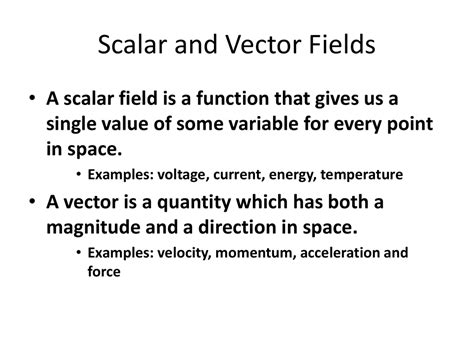 define scalar and vector field with example