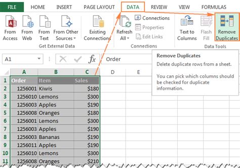 delete duplicate values in a column in excel