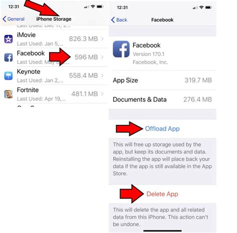 delete facebook documents and data on iphone