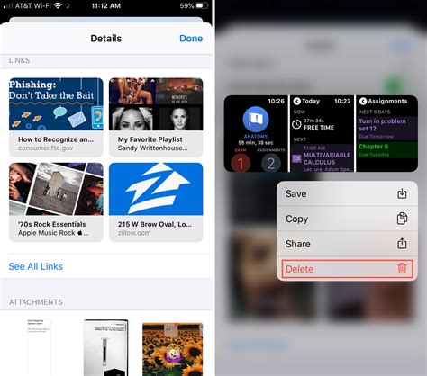 delete links from messages iphone