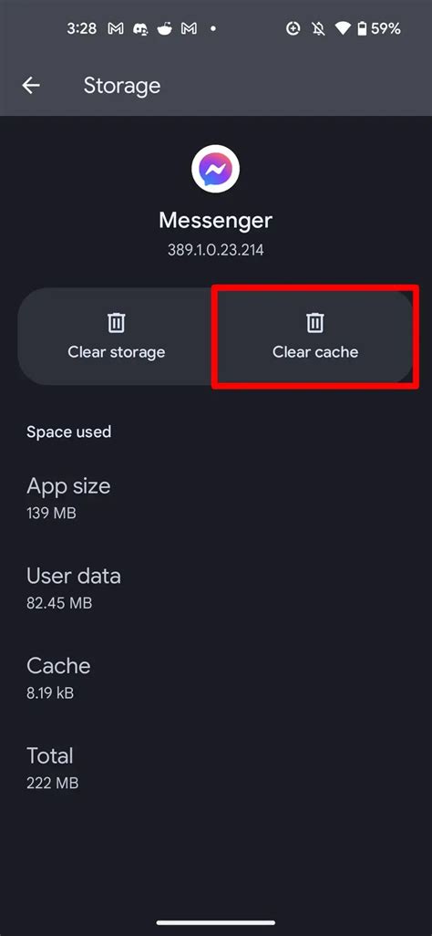 delete messenger cache android