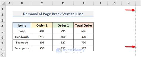 delete vertical line in excel