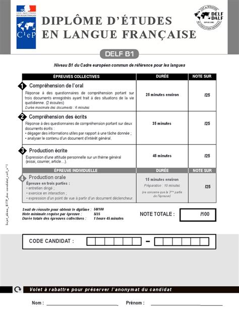 delf b1 sample papers with answers pdf
