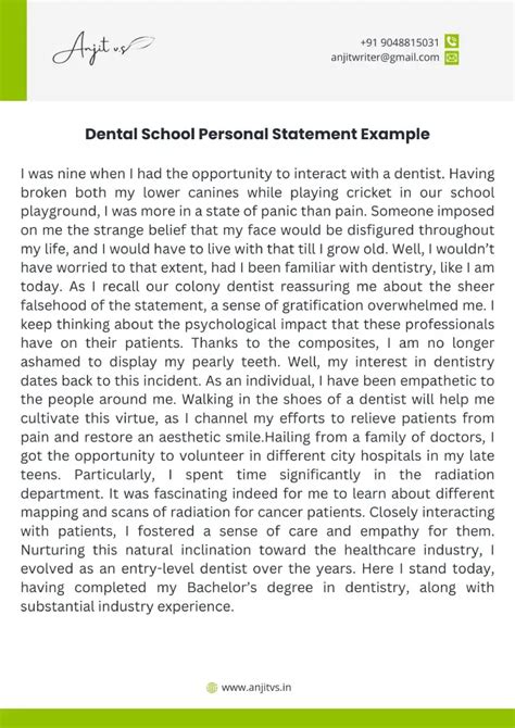 dental application personal statement examples