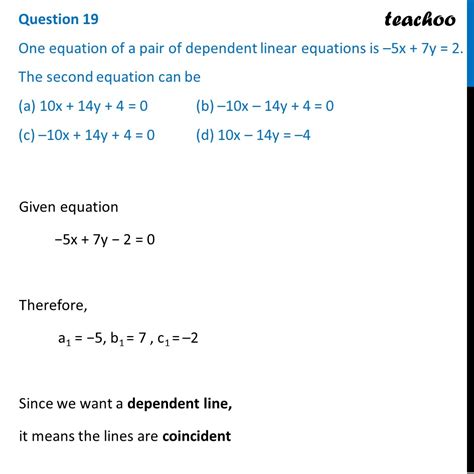 dependent pair of linear equations examples