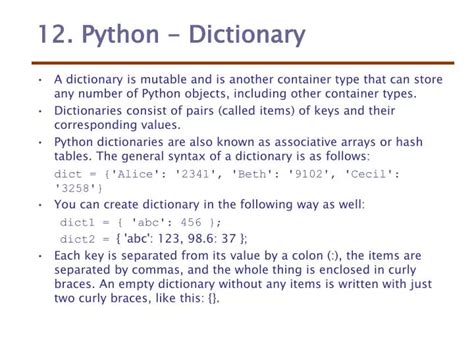 describe dictionary in python