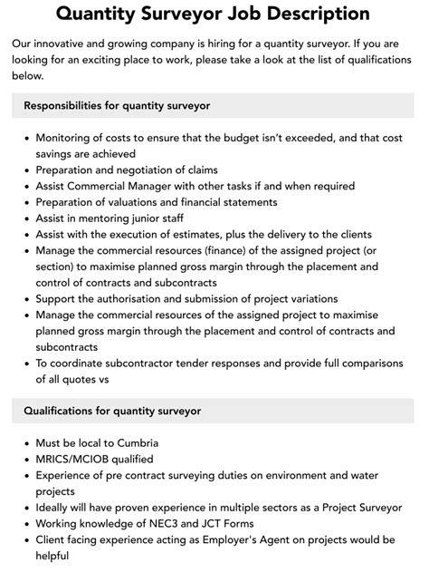 description of quantity surveyor