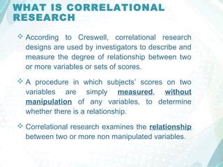 descriptive correlational design definition by creswell