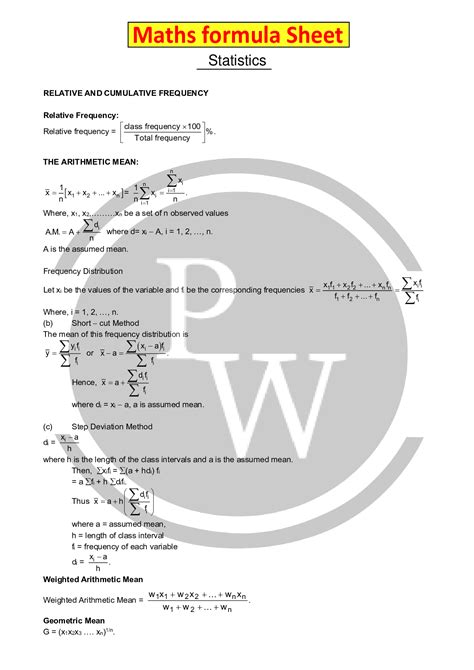 descriptive statistics class 11 applied maths all formulas