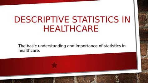 descriptive statistics examples in healthcare
