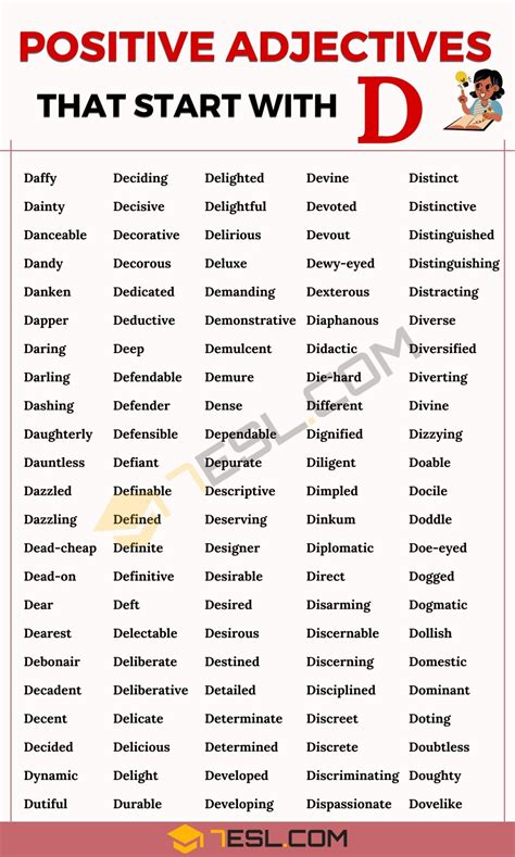 descriptive words starting with d positive