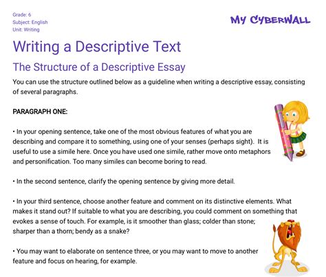 descriptive writing structure example