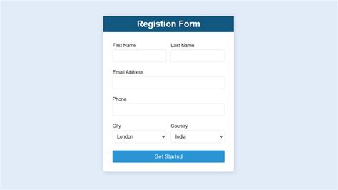 design registration form in html