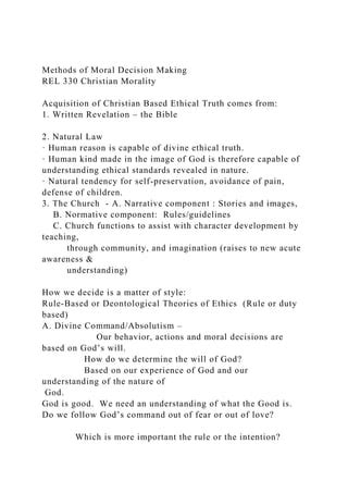 determines what is moral and immoral based on revelation