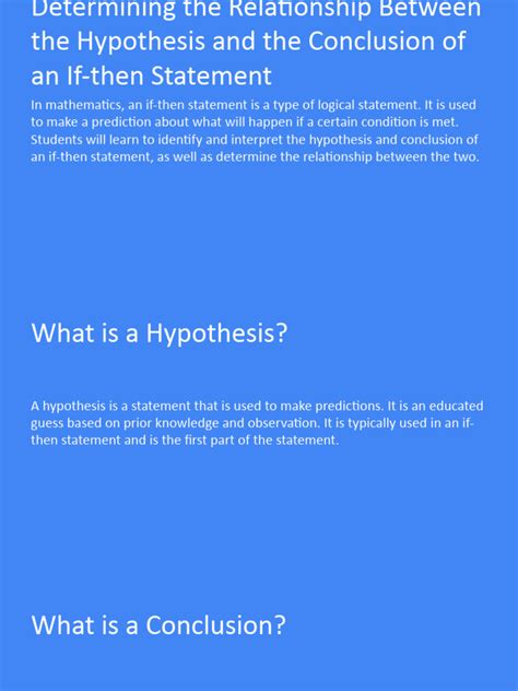 determining the relationship between hypothesis and conclusion