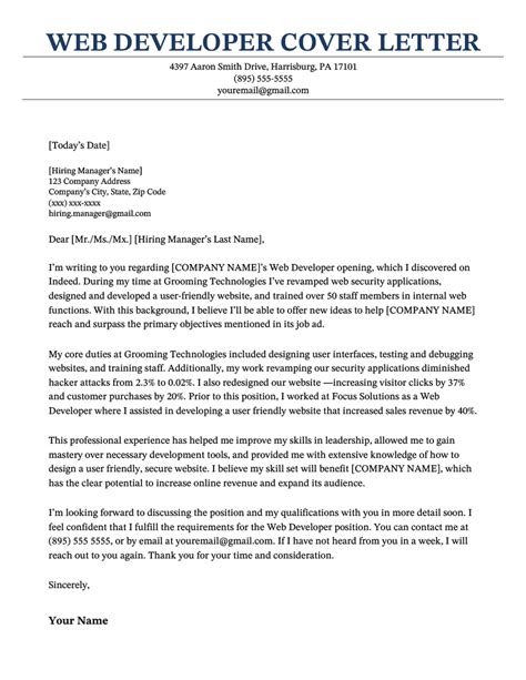 developer cover letter examples
