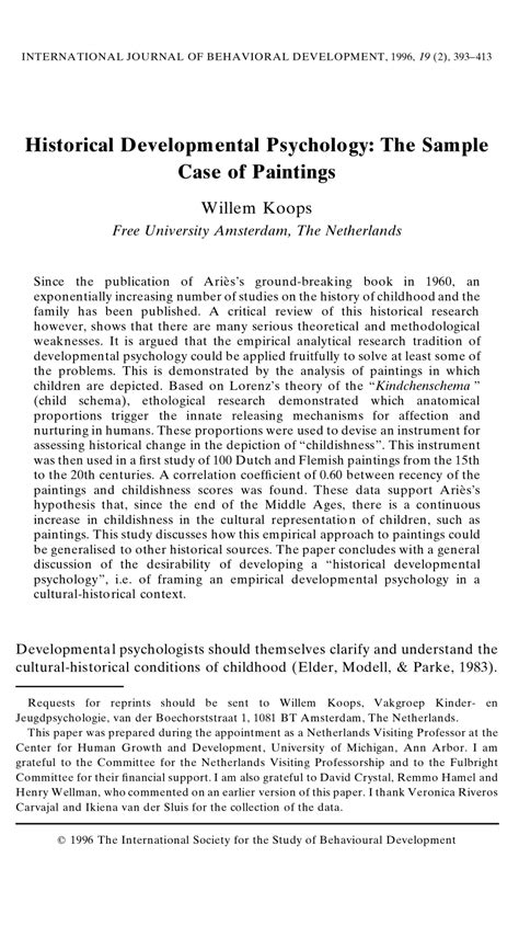 developmental history example psychology
