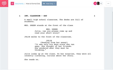 dialogue screenplay example