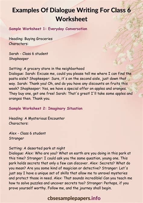 dialogue writing examples for class 6