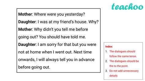 dialogue writing in english examples for class 8