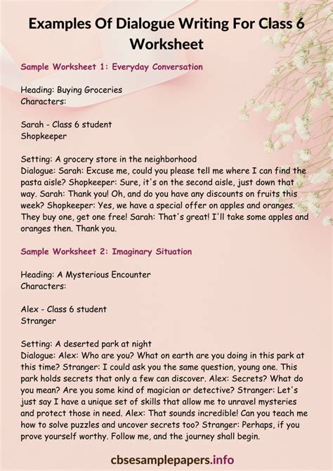 dialogue writing topics class 6 with answers