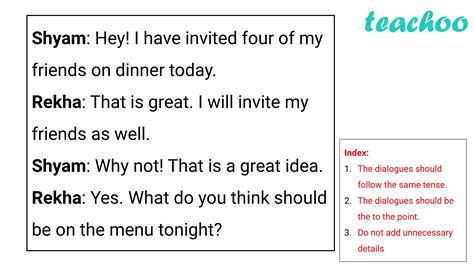 dialogue writing topics for class 8