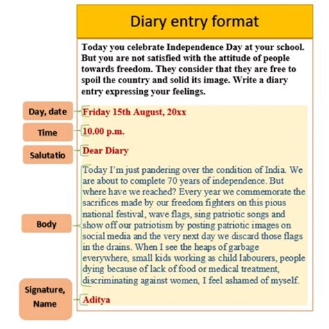 diary entry examples grade 10