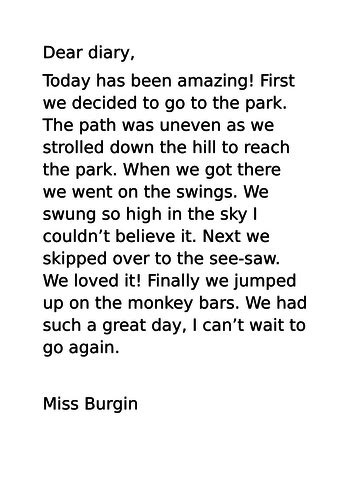 diary entry examples ks1
