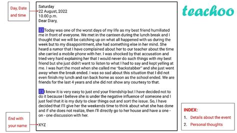 diary entry for class 9 with answers