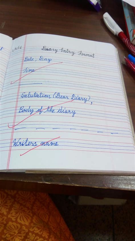 diary entry format for class 5 with answers