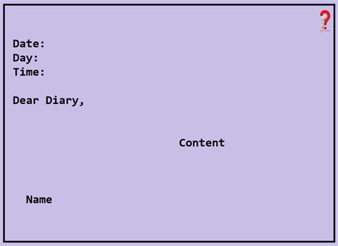 diary entry format for class 8