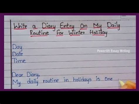diary entry on daily routine