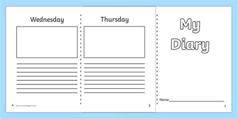diary entry template for kids