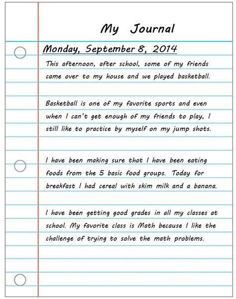diary writing sample for students